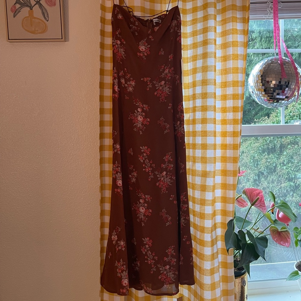Reformation Brown Floral Midi Dress - Picture 2 of 5